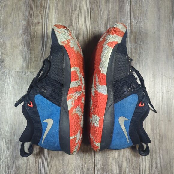 Nike Men's PG 2 Home AJ2039-400 Black Blue Basketball Shoes Sneakers Size 8 - Picture 9 of 13